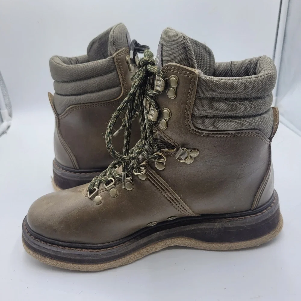 Simms Mens Leather Wading Boots Brown Felt Sole‎ Fly Fishing Size 8 Gorpcore